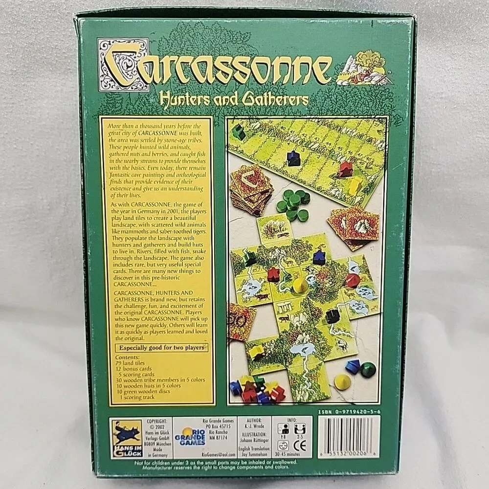 Game Carcassonne Hunters and Gatherers Board Original 2002 Edition Gluck NEW